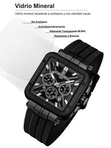 REWARD Men's Quartz Watch Business Fashion Style Date Display Luminous Hands Multi-Function High Quality Gift Classic Design Silicone Strap - Black - View 9