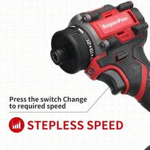 18V 無刷鋰電池衝擊起子機，135N.M 高扭矩，3000RPM 無段調速，適用汽車維修/木工裝飾/家具組裝，家用/工業，多功能電動起子機（裸機） - 紅色 - 查看 5