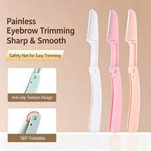 3/6pcs Folding , Folding Eyebrow Shaver, Anti-Scratch For Women, Beginner Set, Design, Professional , Suitable For Beginners - Multicolor - View 3