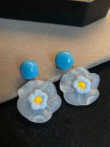 1 Pair Elegant Resin Flower Drop Earrings, Vacation Style, Suitable For Women's Daily And Vacation Wear - Multicolor - View 6