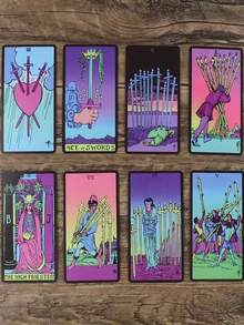Neon Knight Tarot Cards 78 Pieces, Suitable For Beginners, Multi-Functional Divination Cards, Perfect Gift For Halloween, New Year And Christmas - Multicolor - View 4