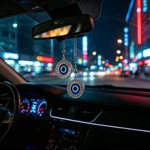 Car Interior Pendant, Fully Rhinestone-Studded Hollow Evil Eye, Can Decorate Car Rearview Mirror, Car Interior Pendant - Evil Eye - View 6