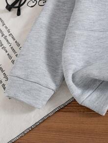 Boys' Casual Fashion Solid Color Half-Zip Collar Long Sleeve Top And Pants 2 Pieces Set, Spring/Autumn - Grey - View 5