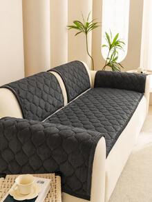 1pc Geometric 3D Solid Color Corduroy Quilted Sofa Cushion, Minimalist Style, Non-Slip Back, Pet-Friendly, Soft Multi-Functional Anti-Dirt Anti-Dust, Holiday Decor Sofa Cushion, Backrest Cover Armrest Cover Universal, All-Season Sofa Cover - Dark Grey - View 5