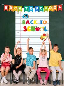 Fondo de papel de cuaderno gigante para el primer día de escuela, decoración de puerta de aula de bienvenida de vuelta a la escuela, tablero de anuncios, suministros para fiestas adecuados para aula y oficina, decoración de fiesta de vuelta a la escuela - Multicolor - Ver 6