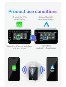 XUDA 2-In-1 Wireless CarPlay / Android Auto Ultra Mini Adapter - 2.4-5.0 GHz WiFi 5 Carplay Converter, Wired To Wireless, Fast Auto Connection, No Delay, Compact Design, With USB/USB-C Port, Battery-Free - D - View 9