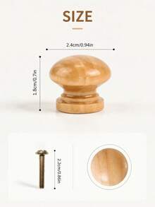 20pcs Round Solid Wood Cabinet Handles With Screws, Wooden Drawer Pulls, Suitable For Vanity, Wardrobe, Cabinet, Storage Box, Shoe Rack And Furniture - Ball - View 6