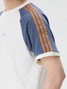 Adidas Clover Men's Summer New Sports Short Sleeve Comfortable Breathable Crew Neck T-Shirt - White/Hazy Blue - View 3