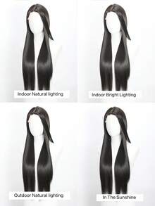 26 Inch Women's Black/Brown/Orange/White Straight Hair Wig, No Bangs, Heat Resistant, Elegant Smooth Versatile, Suitable For Christmas, Carnival, Suitable For All Women - Multicolor - View 9