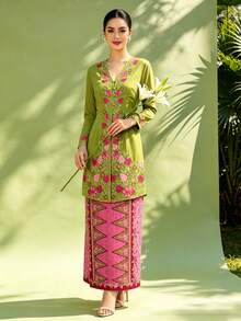 1 buah Atasan Lengan Panjang Wanita Elegan - Hijau - View 5