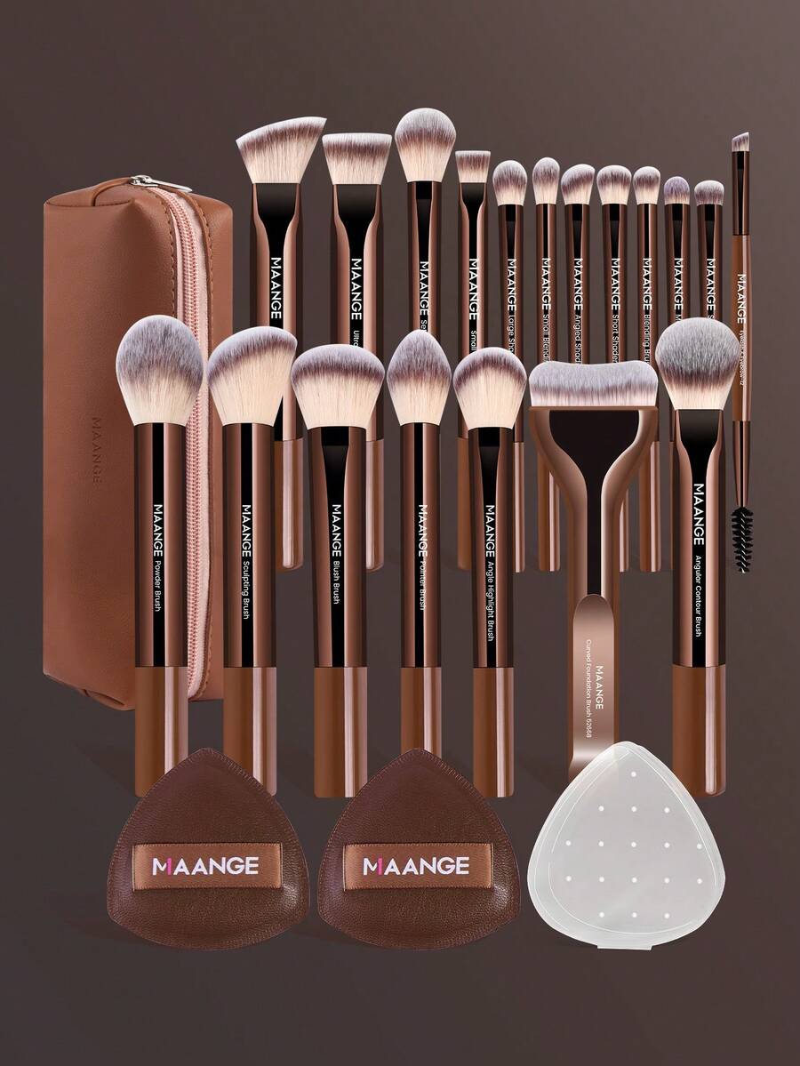 MAANGE 6/9/13/14/19pcs Professional Makeup Brush Set With Makeup Bag, Makeup Accessories Including Powder Brush, Blush Brush, Eyeshadow Brush, Eyebrow Brush, Contour Brush, Foundation Brush, Eyeliner Brush. Makeup Tool Set, Perfect Gift For Women And Girls.