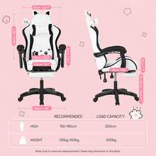 OYAJIA Racing Style Gaming Chair Ergonomic Computer Chair Office Chair Desk Swivel Chair Adjustable Reclining Footrest Cushion White - Black and White #2 - View 11