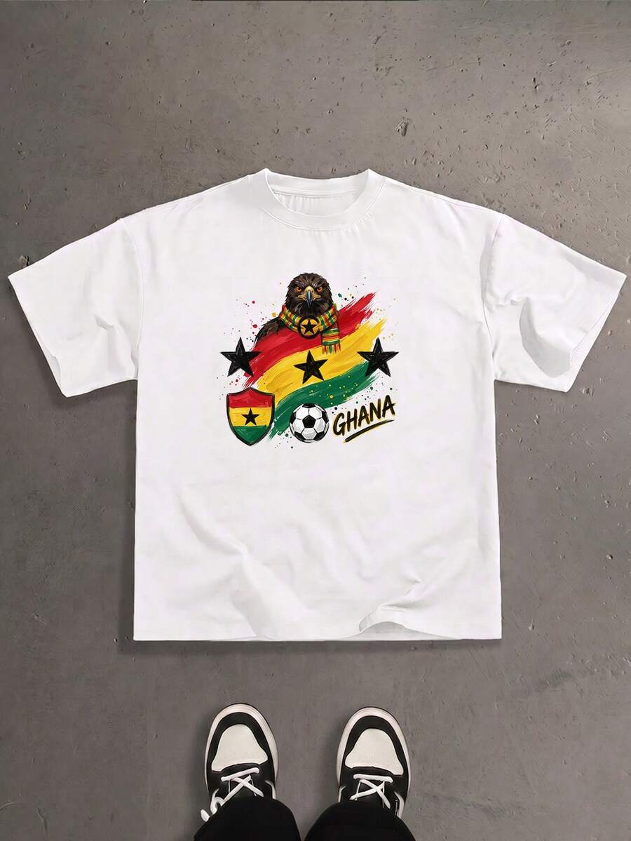 T-shirt en coton pour hommes avec imprimé typographique de rue - Blanc - Voir 1