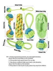 1/3/4/5/6pcs Green Series Pet Dog Cotton Rope Toy Set, Durable Chew Teeth Grinding Boredom Relief Knot Rope Toy, Small Dog Puppy Teeth Cleaning Interactive Pull Rope Toy, Pet Chewing Toy - Multicolor 2 - View 2