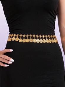 Bohemian Gold Chain Belt For Women, Vintage Decorative Waist Belt Metal Waist Chain For Dresses, Summer Halloween Accessory - Gold - View 1