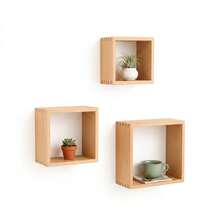 25x25cm White Wood Square Wall Shelf, Wall-Mounted Display Storage Rack For Living Room Bedroom Office Decor - A - View 2