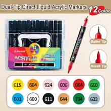 60/48/24/12 Cores Marcadores de Tinta Acrílica, Marcadores Coloridos com Ponta de Pincel Macio, Ponta Única/Dupla Opcional de 1-5mm, Adequado para Pintura e Criação de Arte DIY, À Prova d'Água e Lavável, Pode Ser Usado em Tecido, Vidro, Cerâmica, Plástico e Outras Superfícies, Ideal para Escritório, Escola e Grupos de Estudantes para Pintura, Esboço e Criação de Belas Obras de Arte, Também Suprimentos de Aprendizagem. - Multicolorido - Visão 18