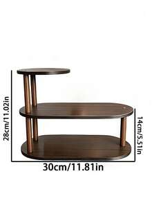 1pc Vintage Wooden Desktop Organizer, Multi-Layer Cosmetic Storage Rack, Multi-Functional Home Storage Rack, Kitchen Spice Rack, Cup/Mug Holder, Lipstick, Perfume, Tea Cup, Seasoning Bottle Open Display Rack, Space-Saving Countertop Shelf - Walnut Oval - View 14