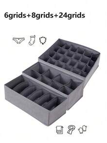 1/3pcs Drawer Divider Organizers, Foldable Wardrobe Storage Baskets And Fabric Storage Boxes, For Storing Clothes, Underwear, Bras, Ties, Accessories, Socks - Grey - View 21