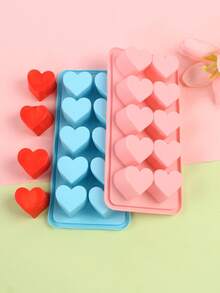 SikeSike 1 pieza Molde de silicona con forma de corazón para cubitos de hielo - Molde de hielo con 10 cavidades en forma de corazón, adecuado para chocolate, pudín, gelatina y dulces | Molde manual flexible para refrigerador, accesorio de cocina, bandeja de hielo para refrigerador, fácil de soltar, reutilizable - Multicolor - Ver 8