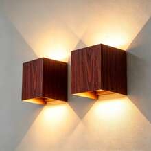 Waterproof Outdoor Wall Light LED Lighting Outdoor Square Aluminum Material Natural Wood/Walnut/Black Up And Down Lighting Wall Lamp Home Outdoor Waterproof Street Light Home Decor Indoor Decor House Garden Lighting Wall Lamp Suitable For Outdoor Balcony/Courtyard/Garden/Stairs/Street/Yard/Living Room/Bedroom/Kitchen/Bathroom/Corridor/Hallway - Waterproof Square LED Wall Light - View 3