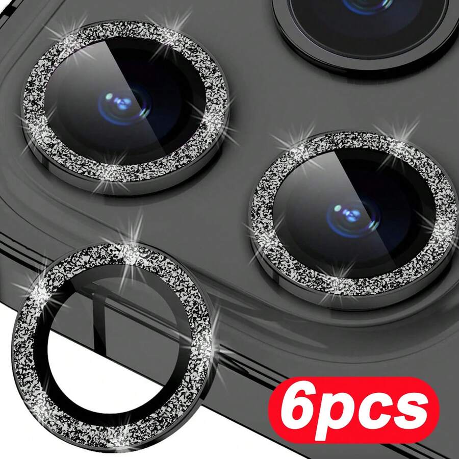 CASECOPS 9H 鋼化玻璃亮面金屬環相機鏡頭保護貼,適用於 iPhone 17/17 E/17Air/17pro/17promax/16/16pro/16plus/16promax/16 14 Pro (6.1 吋) 與 14 Pro Max (6.7 吋),防刮高清覆蓋,金屬環最大化保護,6 入黑色 - 6pcs - 查看 1