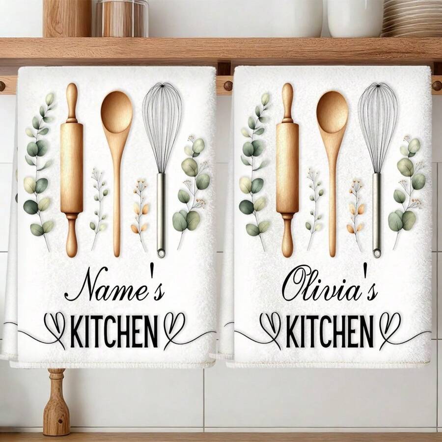 Personalized Kitchen Towel, Soft And Absorbent Microfiber Cloth For Cleaning, Decorative Custom Gift, Suitable For Housewarming/Birthday, For Mom, Friends, Neighbors - Multicolor - View 1
