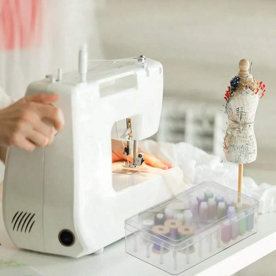 42 Rolls Sewing Thread Storage Box, Plastic Thread Spool Holder, Embroidery Thread Spool Organizer