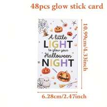 48 pièces Cartes de décoration de bâtons lumineux scellées pour Halloween, motif fantôme blanc & citrouille, décoration de maison pour Halloween, décoration de fête d'Halloween, cadeaux de fête, fournitures de fête d'Halloween (bâtons lumineux non inclus) - Voir 2