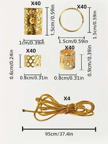 43pcs Gold Wire Sun Shaped Hair Rings Mixed Set, Women's Braided Hair Accessories, Holiday Party Headwear, Halloween Hair Decorations, Hairpin, Claw Clips, Boho Style - Gold - View 9