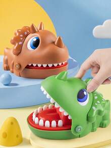1pc Funny Trick Game Toy, Triangle Dinosaur Biting Finger, Big Mouth Crocodile Dinosaur Toy, Interactive Toy For Children - Triceratops - View 3
