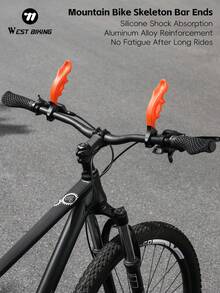 WEST BIKING 自行車騎行把手端帽 人體工學設計 護腕減壓公路車把手 矽膠緩衝吸震 防滑穩定 可自由調節角度 適用 22.2mm 把手 MTB 把手端帽 - 橘色 - 查看 1