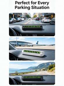 1組發光數字磁吸式汽車停車號牌，極簡ABS塑料長方形隱藏式臨時聯絡牌，車內儀表板裝飾，適用於大多數車型日常駕駛 - 多色 - 查看 6