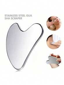 Heart-Shaped Stainless Steel Gua Sha Board - Facial And Body Massage Tool, Reduces Puffiness, Firms Skin, Portable, Smooth, Durable, Suitable For Home Spa, Self-Care And Beauty Professionals - Multicolor - View 8