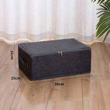 Grey Linen Foldable Storage Box With Lid And Handle, Large Capacity Stackable Wardrobe Organizer, Dust-Proof Fabric Storage Bin, Suitable For Clothes, Blankets, Toys, Books, Multi-Scene Closet, Bedroom, Storage Room, Living Room Home Storage,Bedroom Room Decor,Back To School - Grey - View 12