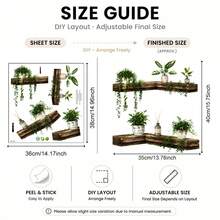 可移除熱帶植物牆貼，3D綠植書架牆貼，防水PVC牆面藝術，撕貼式植物壁畫，波希米亞風綠色植物牆飾，適用於臥室、客廳、浴室、廚房、辦公室、宿舍、公寓 - 綠植牆貼 - 查看 13
