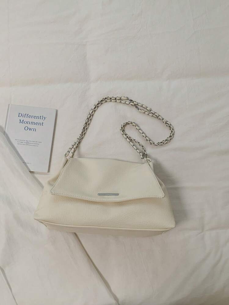 Bolso bandolera de cuero sintético suave, bolso hobo fresco, correa de hombro ajustable, bolso de hombro minimalista, bolso hobo casual para ir al trabajo, bolso de mano, adecuado para el trabajo, eventos diarios, fiestas, moda callejera, versátil - Blanco - Añade 3