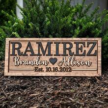 1pc Personalized Wedding Gift | Bridal Shower Gift | Last Name Sign | Wooden Wedding Anniversary Gift | Engagement Gift | Wooden Sign - Multicolor - View 8
