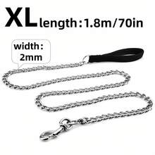 1pc Pet Leash, Metal Chain 1.2-1.8m/47-70in, Soft Black Woven Strap Foam Handle, Strong Anti-Bite Dog Chain, Suitable For Dogs, Cats Pet Chain And Pet Dog Walking Leash - Black - View 14