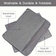 Grey Linen Foldable Storage Box With Lid And Handle, Large Capacity Stackable Wardrobe Organizer, Dust-Proof Fabric Storage Bin, Suitable For Clothes, Blankets, Toys, Books, Multi-Scene Closet, Bedroom, Storage Room, Living Room Home Storage,Bedroom Room Decor,Back To School - Grey - View 4