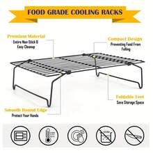1/2/3pcs Baking Cooling Rack, Carbon Steel Wire Cookie Cooling Rack, Multi-Layer Stackable Cookie Rack, Suitable For Cakes, Pastries And Fruits, Foldable, Dishwasher (Black), Dessert Cooling Rack, Suitable For Holiday Gifts, Christmas, Halloween, Thanksgiving, Party - Multicolor - View 5