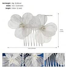1 pièce Peigne à cheveux nœud argenté pour mariée et demoiselle d'honneur, accessoire capillaire fait main pour mariage et Saint-Valentin - Multicolore - Voir 5