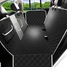 狗狗汽車座椅套，網窗與收納口袋，耐用防刮防滑狗狗汽車吊床，通用尺寸適用於汽車/卡車/SUV - 黑色 - 查看 2