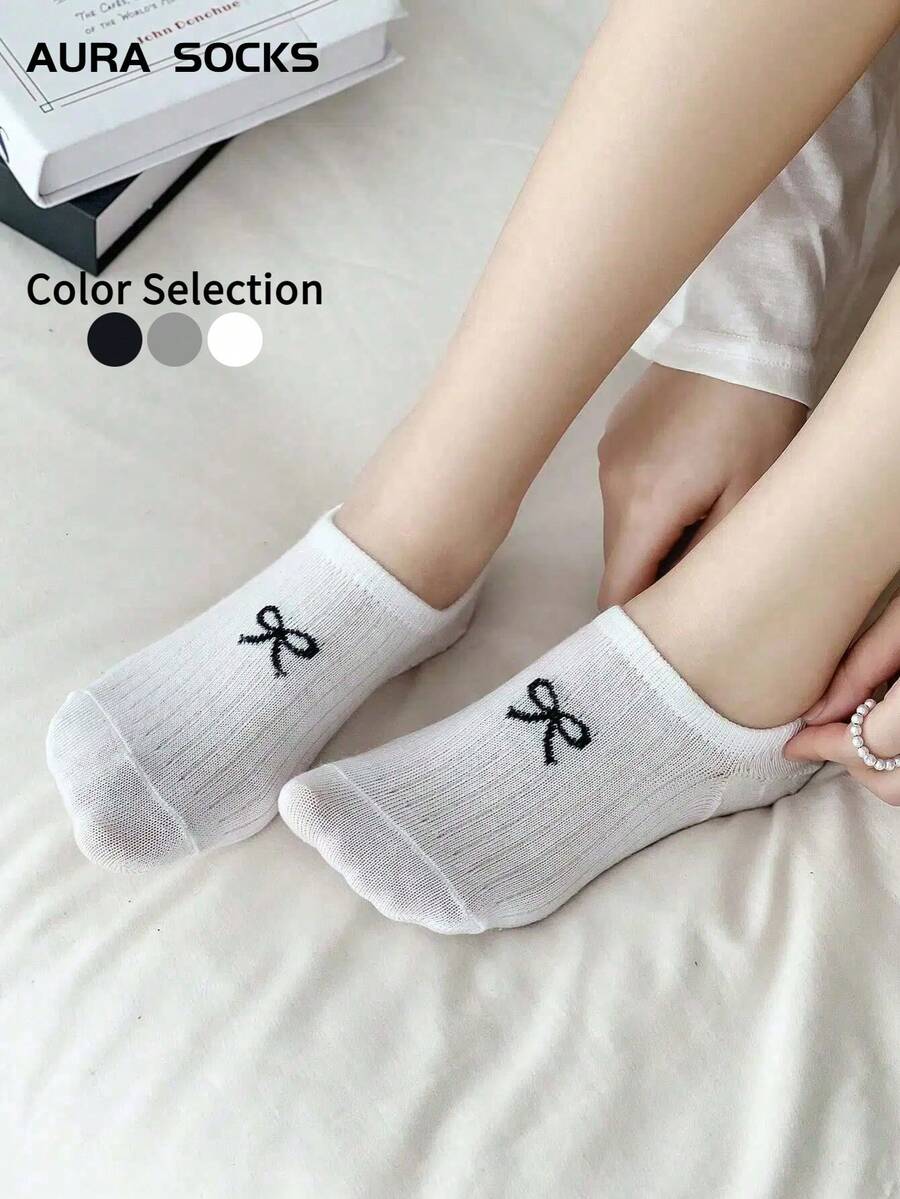 1/5/15雙女款隱形襪 蝴蝶結隱形襪 休閒透氣低筒船襪 適合日常穿著、度假、戶外夏季