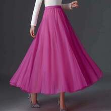 Women's High Waist Long Skirt, Available In Lake Blue, Pink, Dark Green, Blue Gray, Black, White, Red, Rose Red, Royal Blue, Yellow, Summer - Multicolor - View 5