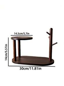 1pc Vintage Wooden Desktop Organizer, Multi-Layer Cosmetic Storage Rack, Multi-Functional Home Storage Rack, Kitchen Spice Rack, Cup/Mug Holder, Lipstick, Perfume, Tea Cup, Seasoning Bottle Open Display Rack, Space-Saving Countertop Shelf - Walnut Oval - View 13