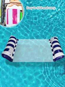 Portable Striped Mesh Pool Float Hammock, Inflatable Water Floating Lounge Chair Pad, Summer Pool Party Adult Beach And Poolside Leisure Essential - Multicolor - View 14