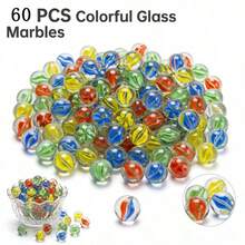 New 1pc/30pcs/60pcs, 1.6cm Colorful Rainbow Beautiful Transparent Glass Beads Marbles - Multicolor - View 15