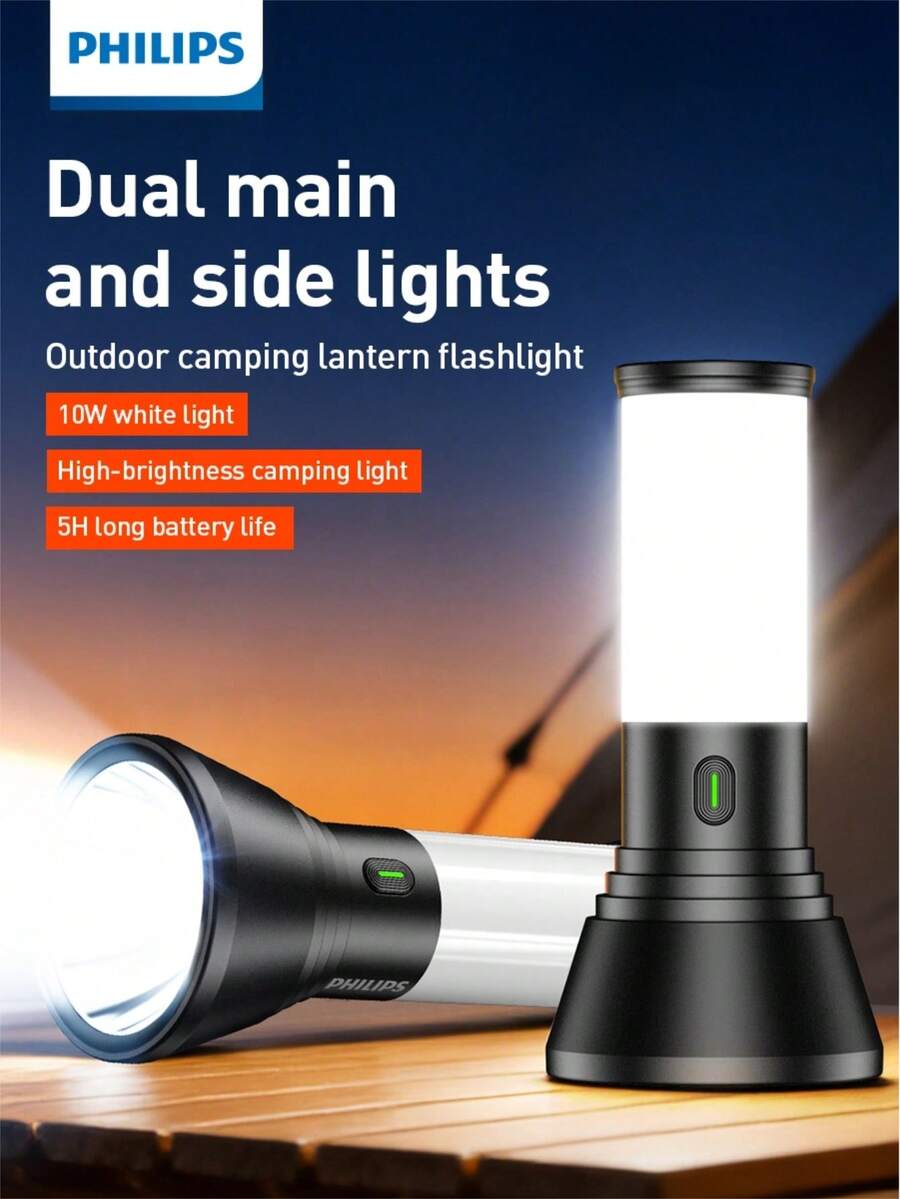 Philips SFL1253 Multi-Function Flashlight Camping Lantern Dual Main & Side Light 360° All-Round Illumination 5 Lighting Modes Stepless Dimming Torch With Dual-Color Indicator Ring For Camping Hiking Emergency - Flashlight - View 1