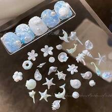 3D Ocean Theme Nail Art Mold | Mermaid Tail, Shell, Seahorse, Jellyfish, Seaweed Design, Create Stunning Embossed Nail Art, Suitable For Professional Nail Salon Use | Beach Vacation, Summer Party - Clear - View 4